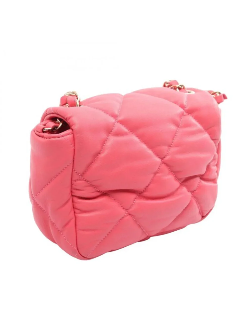 Chanel Shoulder Bag Quilted Pink Lambskin Bubble Quilt Small Flap
